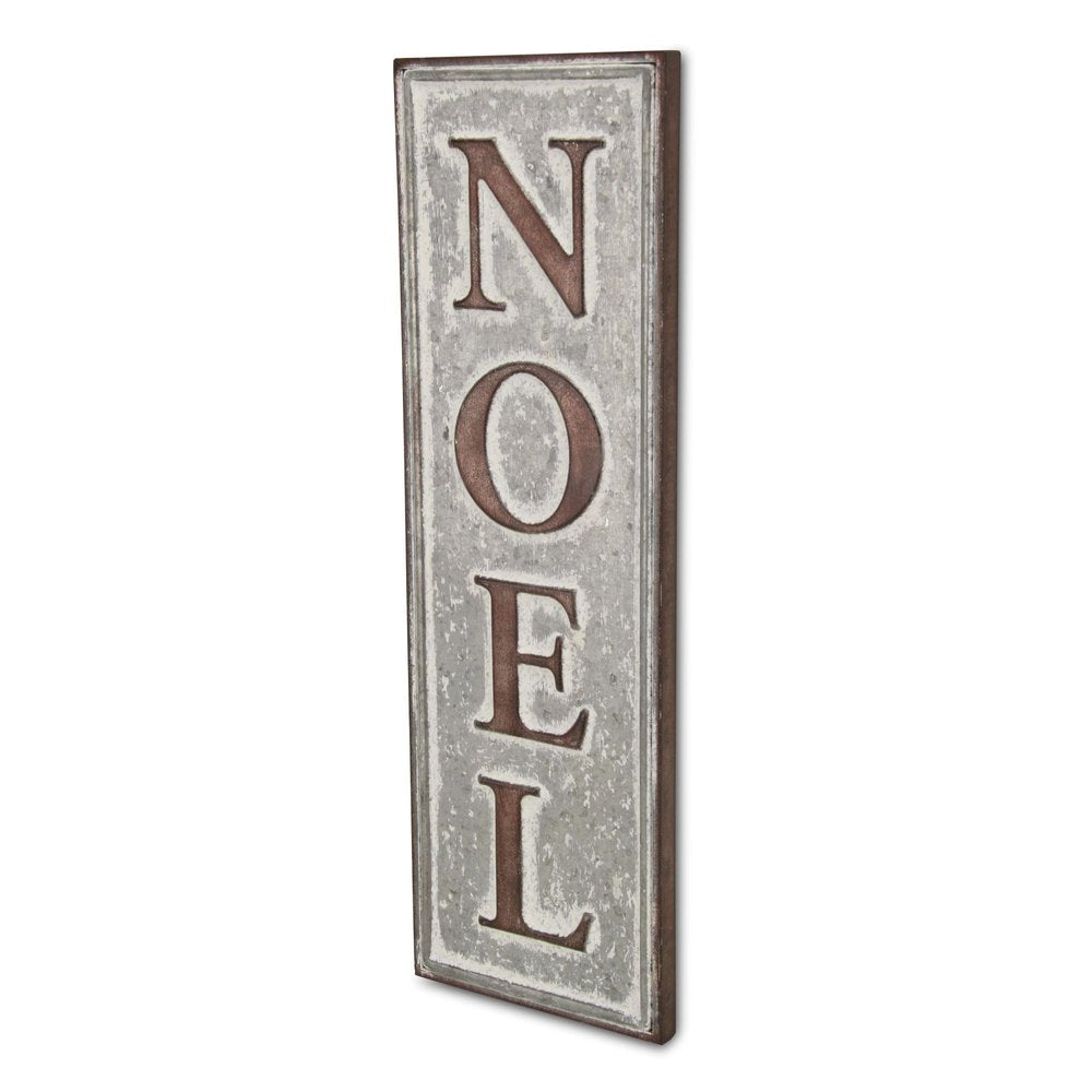 19" X 6" Gray and Brown Christmas Handcrafted Noel Metal Wall Decor — view 3