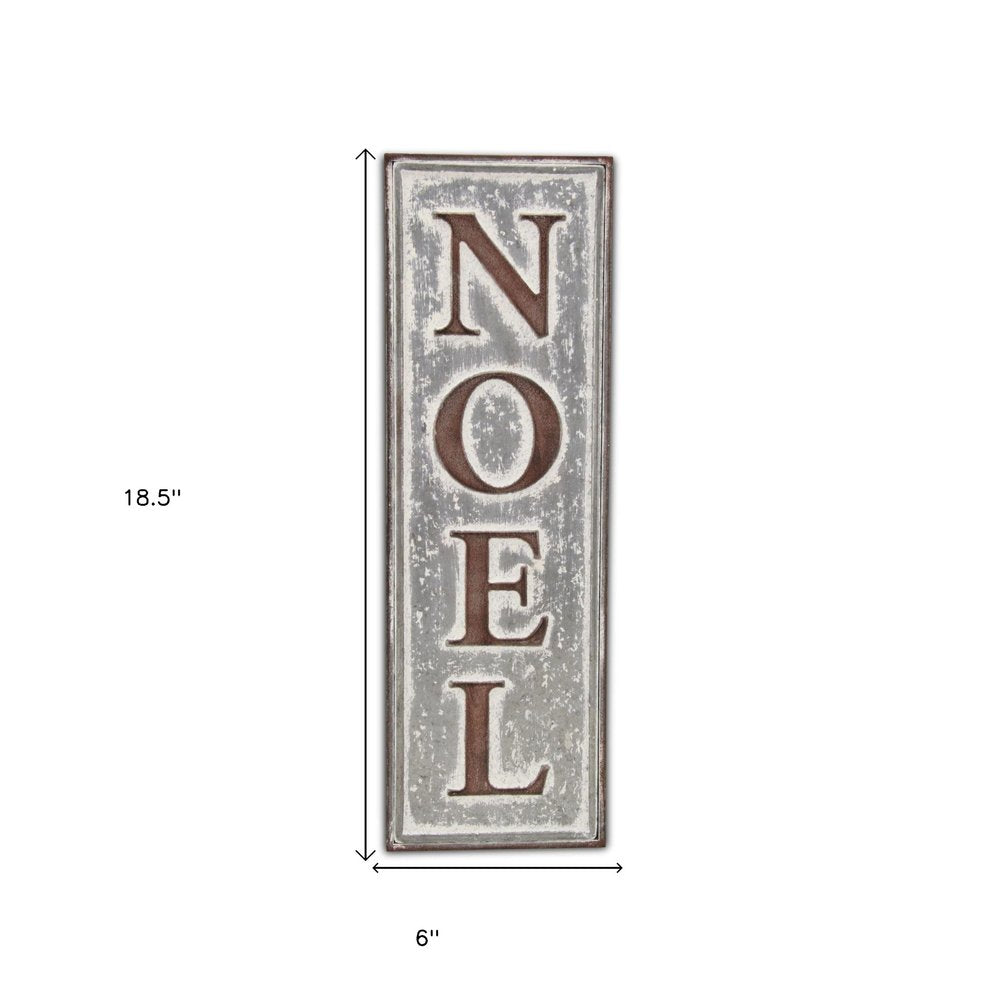 19" X 6" Gray and Brown Christmas Handcrafted Noel Metal Wall Decor — view 4