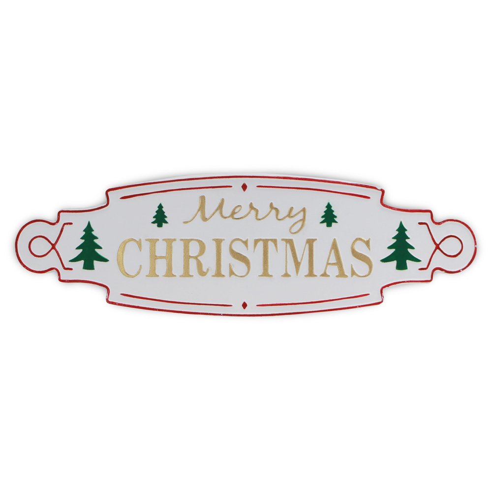11" X 36" White Green and Red Merry Christmas Metal Wall Decor — view 1