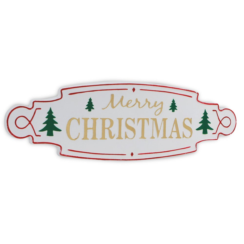 11" X 36" White Green and Red Merry Christmas Metal Wall Decor — view 2