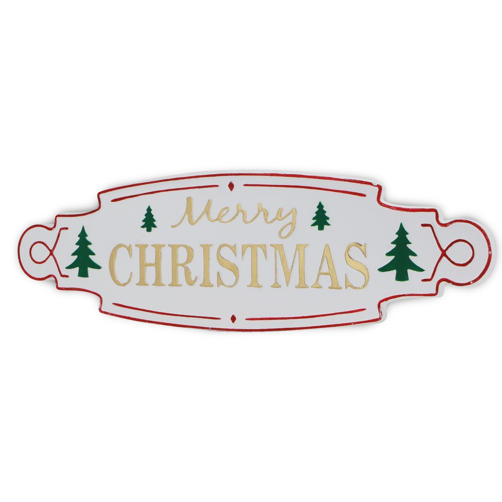11" X 36" White Green and Red Merry Christmas Metal Wall Decor — view 3