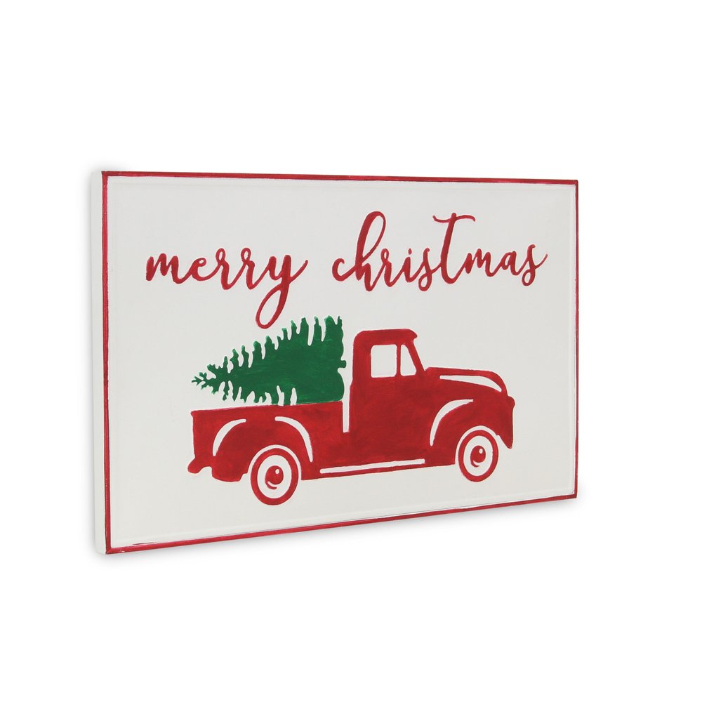 14" X 23" White and Red Handcrafted Merry Christmas Metal Wall Decor — view 2