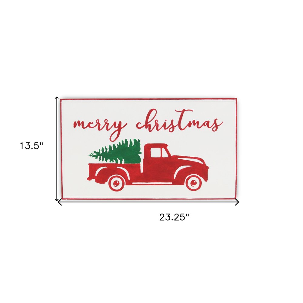 14" X 23" White and Red Handcrafted Merry Christmas Metal Wall Decor — view 4