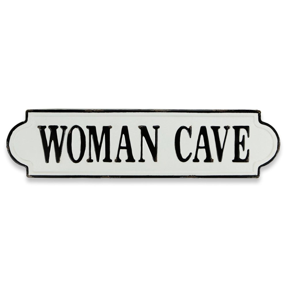 8" X 32" White and Black Woman Cave Metal Wall Decor — view 1
