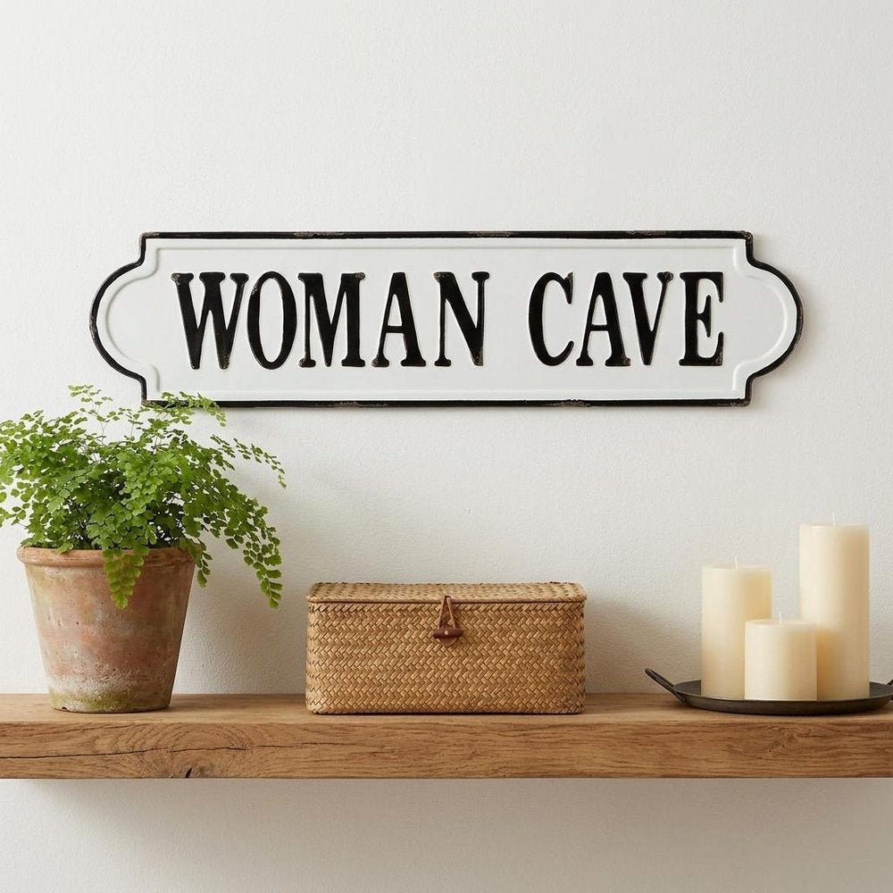 8" X 32" White and Black Woman Cave Metal Wall Decor — view 6