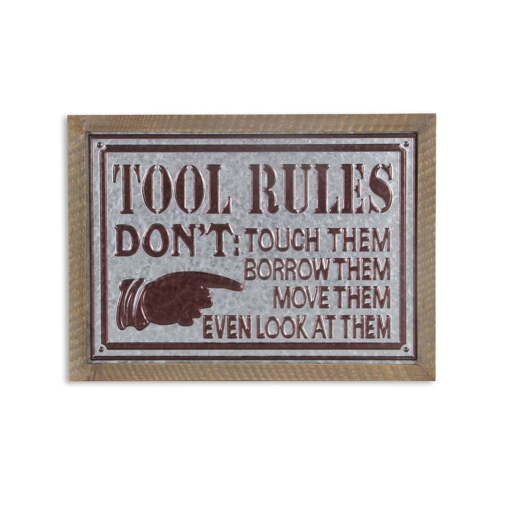15" X 20" Brown And Gray Tool Rules Wood And Galvanized Metal Wall Decor — view 1