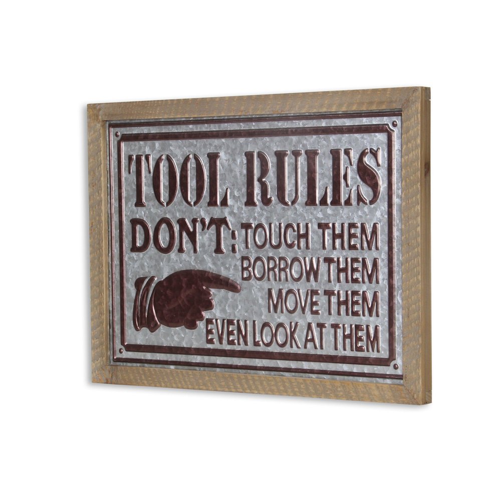 15" X 20" Brown And Gray Tool Rules Wood And Galvanized Metal Wall Decor — view 3