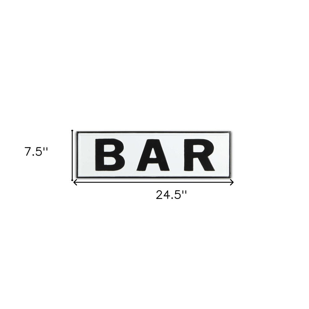 8" X 25" White and Black Handcrafted Bar Metal Wall Decor — view 6