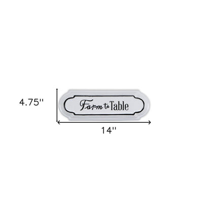 5" X 14" Black And White Farm To Table Metal Wall Decor