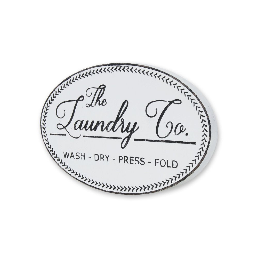 14" X 22" White And Dark Gray The Laundry Co Metal Oval Wall Decor — view 4