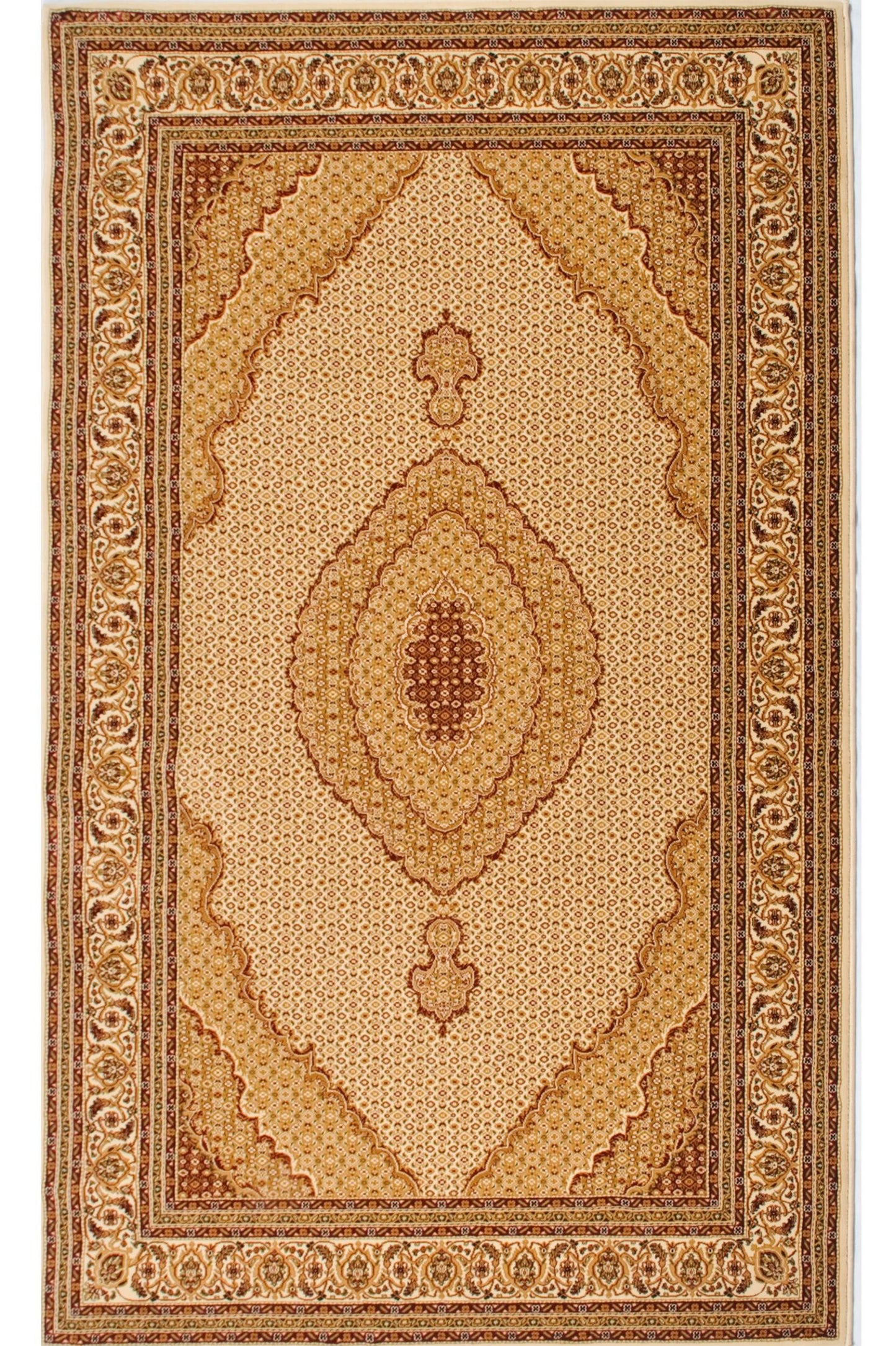 15' Runner Beige and Ivory Oriental Power Loom Runner Rug