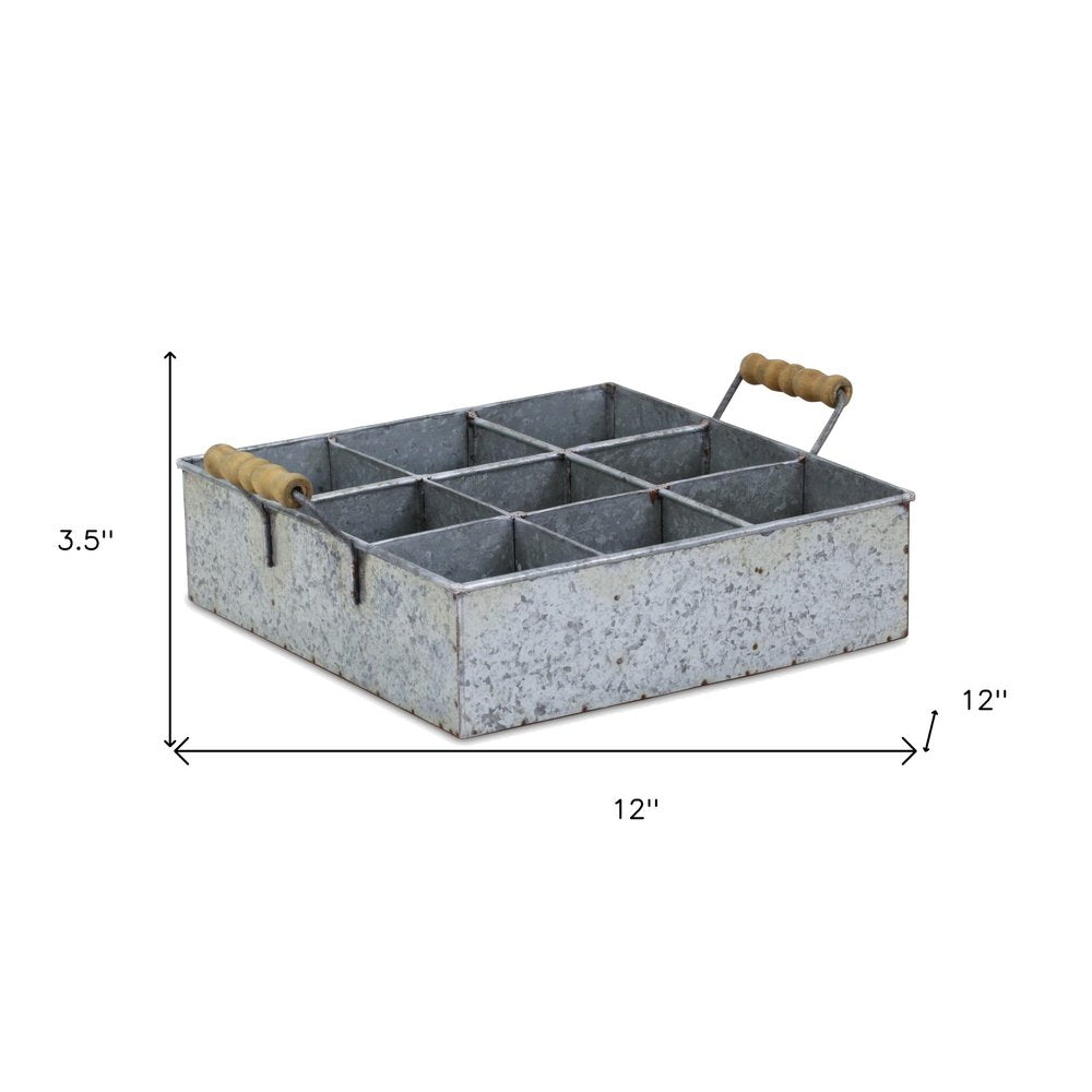 12" Silver Galvanized Metal Box HomeRoots