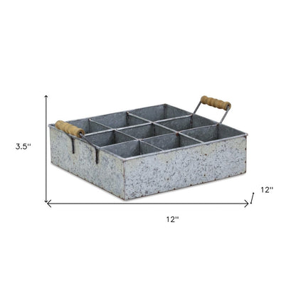 12" Silver Galvanized Metal Box HomeRoots