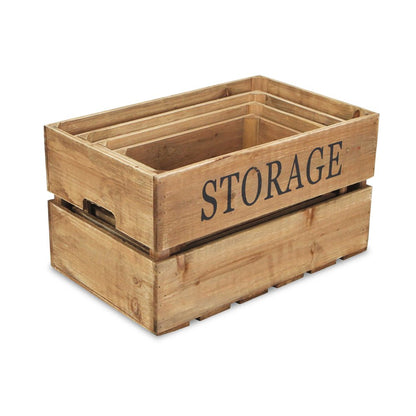 Set of Four Brown Nesting Solid Wood Crate HomeRoots