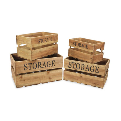 Set of Four Brown Nesting Solid Wood Crate HomeRoots