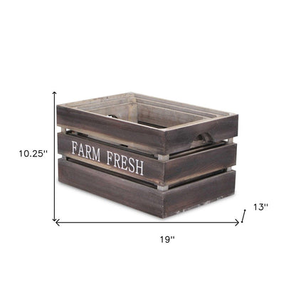 Set of Three Dark Brown Nesting Solid Wood Crate HomeRoots