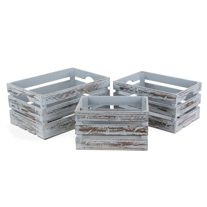 Set of Three Gray Nesting Solid Wood Crate HomeRoots