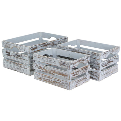 Set of Three Gray Nesting Solid Wood Crate HomeRoots