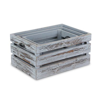 Set of Three Gray Nesting Solid Wood Crate HomeRoots
