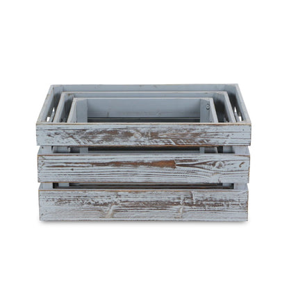 Set of Three Gray Nesting Solid Wood Crate HomeRoots