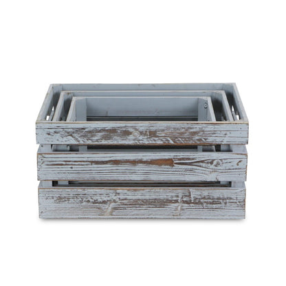 Set of Three Gray Nesting Solid Wood Crate HomeRoots