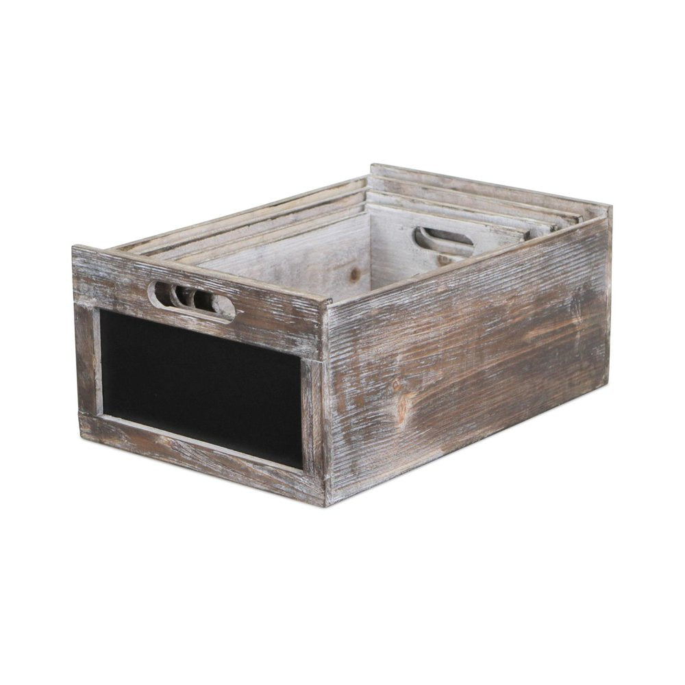 Set of Four Black And Brown Nesting Solid Wood Crate HomeRoots