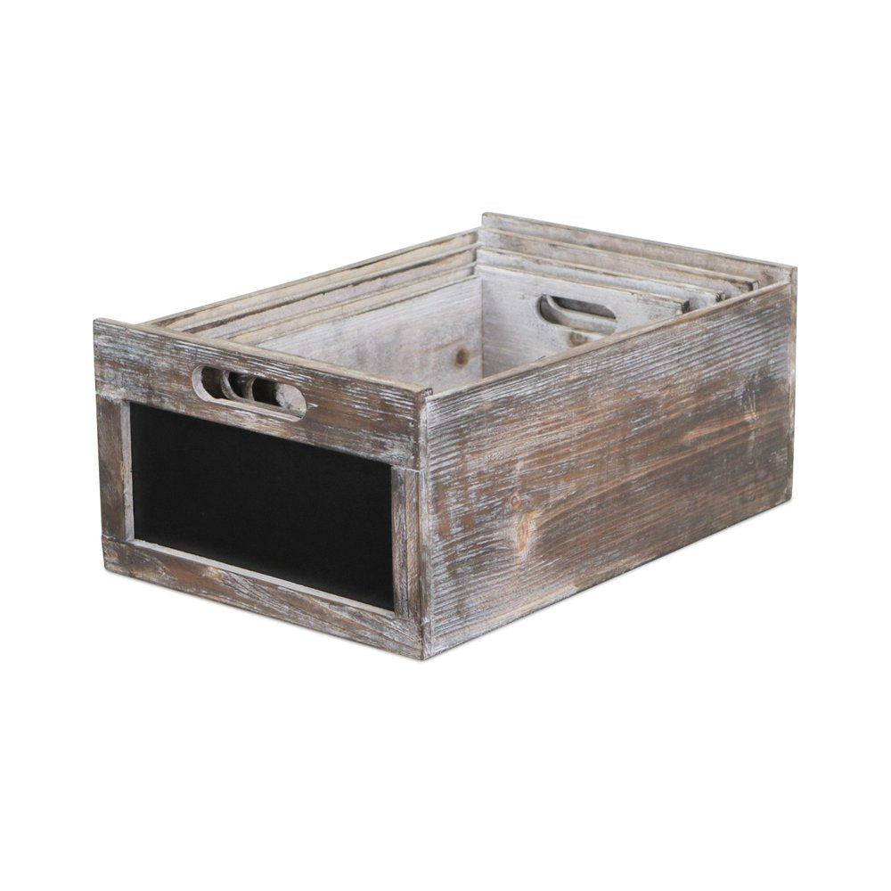 Set of Four Black And Brown Nesting Solid Wood Crate HomeRoots