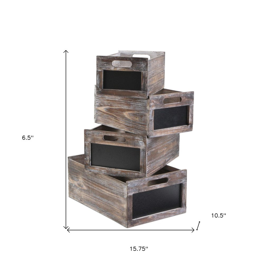 Set of Four Black And Brown Nesting Solid Wood Crate HomeRoots