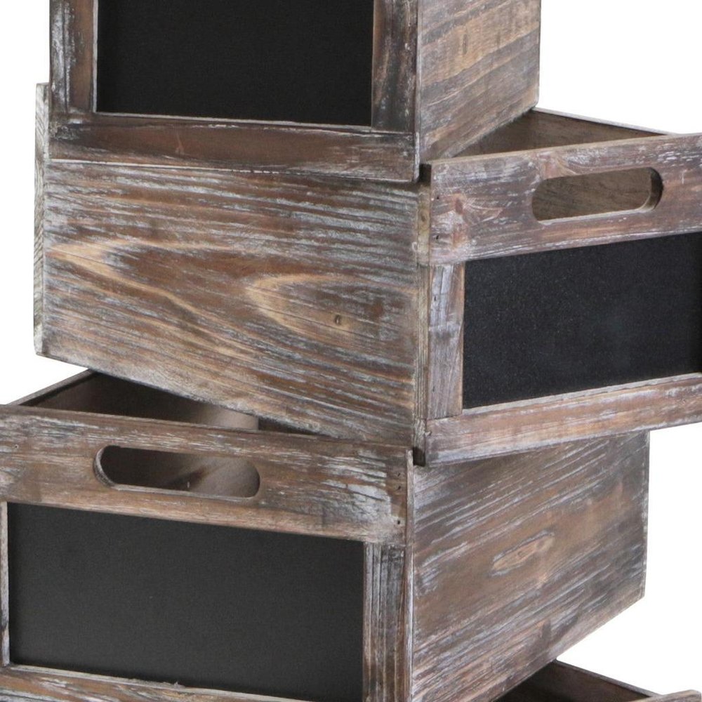 Set of Four Black And Brown Nesting Solid Wood Crate HomeRoots