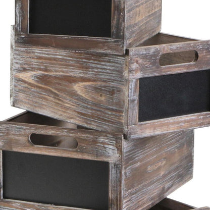 Set of Four Black And Brown Nesting Solid Wood Crate HomeRoots