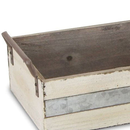 Set of Three Off White Nesting Solid Wood And Metal Crate HomeRoots
