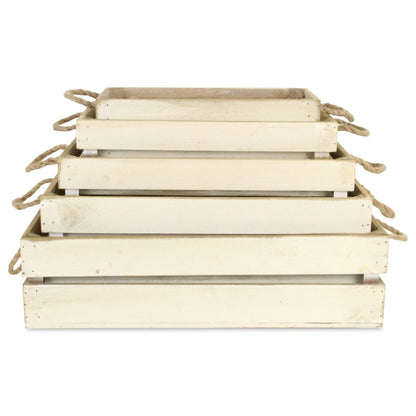 Set of Five Antiqued White Nesting Solid Wood Crate HomeRoots