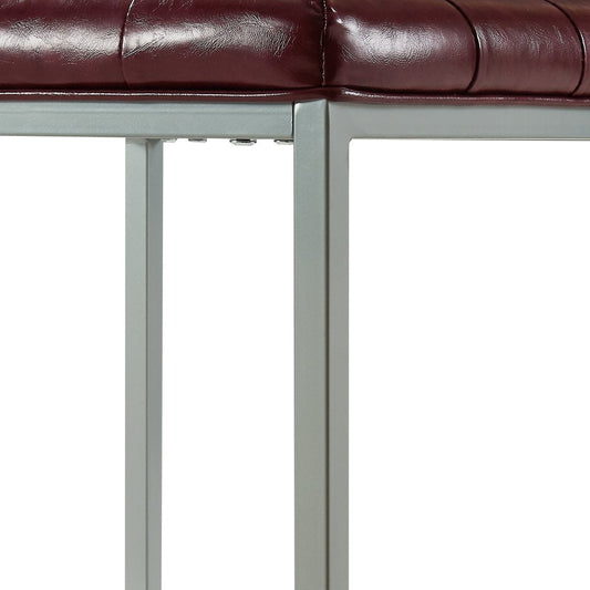 18" Purple Faux Leather And Gray Cube Ottoman HomeRoots