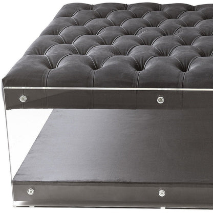 36" Gray Velvet Storage Ottoman HomeRoots