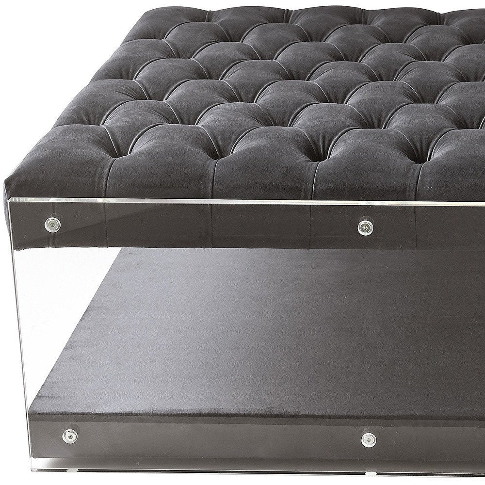 36" Gray Velvet Storage Ottoman HomeRoots
