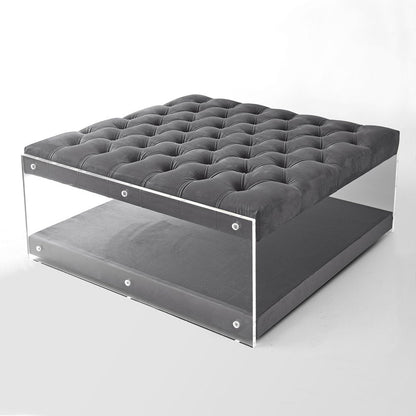 36" Gray Velvet Storage Ottoman HomeRoots