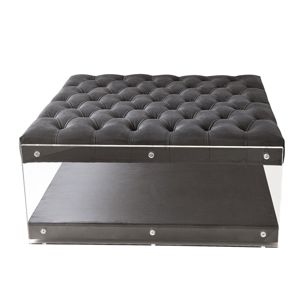 36" Gray Velvet Storage Ottoman HomeRoots