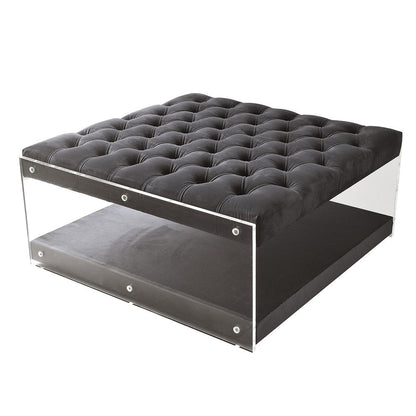 36" Gray Velvet Storage Ottoman HomeRoots