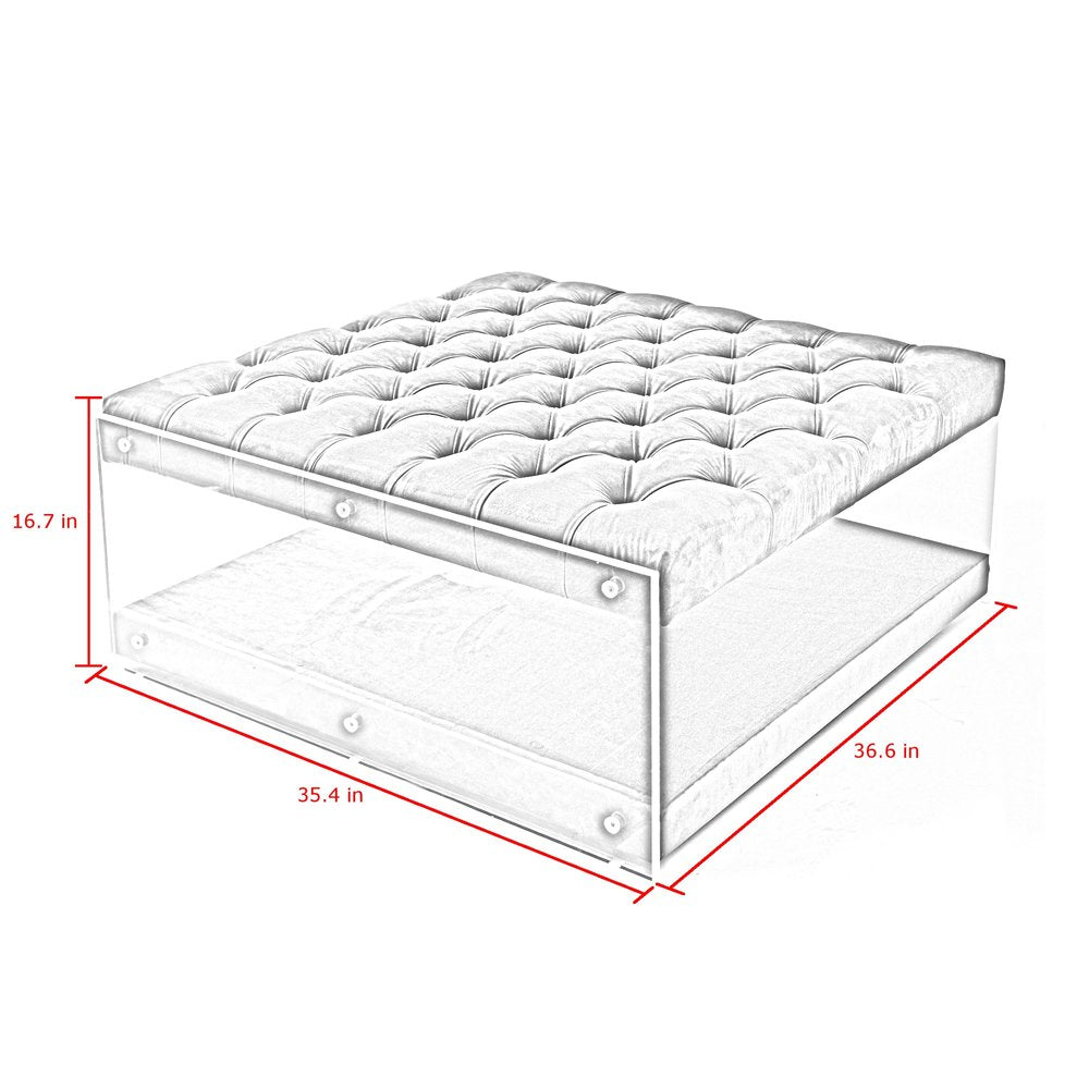 36" Gray Velvet Storage Ottoman HomeRoots