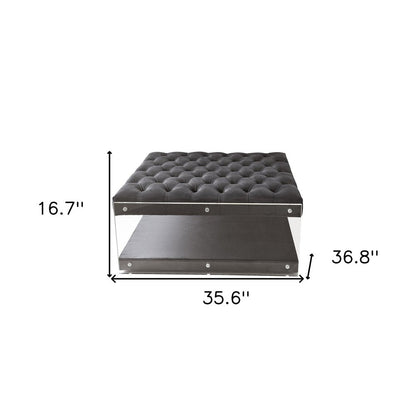 36" Gray Velvet Storage Ottoman HomeRoots