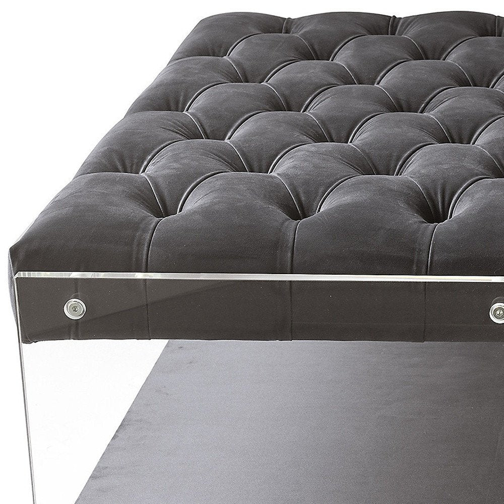 36" Gray Velvet Storage Ottoman HomeRoots