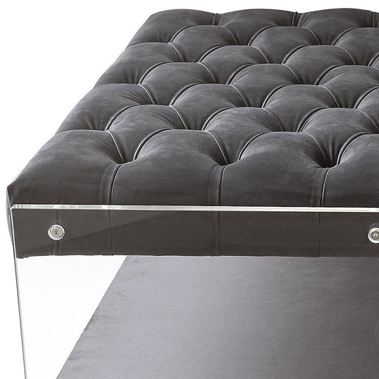 36" Gray Velvet Storage Ottoman HomeRoots