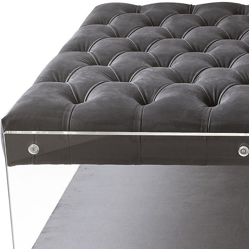 36" Gray Velvet Storage Ottoman HomeRoots