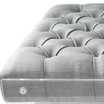 36" Gray Velvet Storage Ottoman