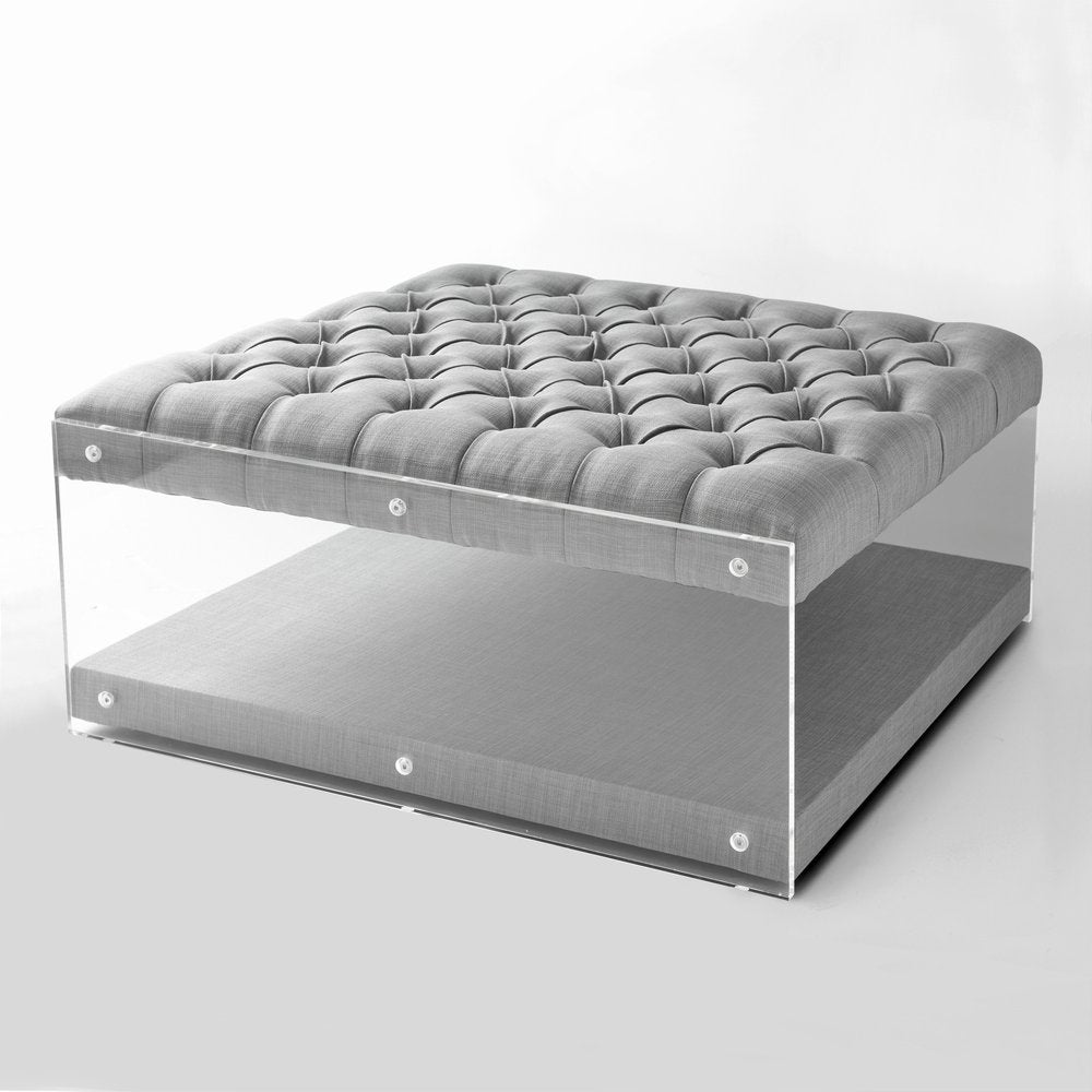 36" Gray Velvet Storage Ottoman HomeRoots
