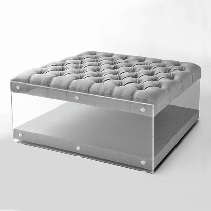 36" Gray Velvet Storage Ottoman HomeRoots