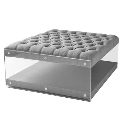 36" Gray Velvet Storage Ottoman