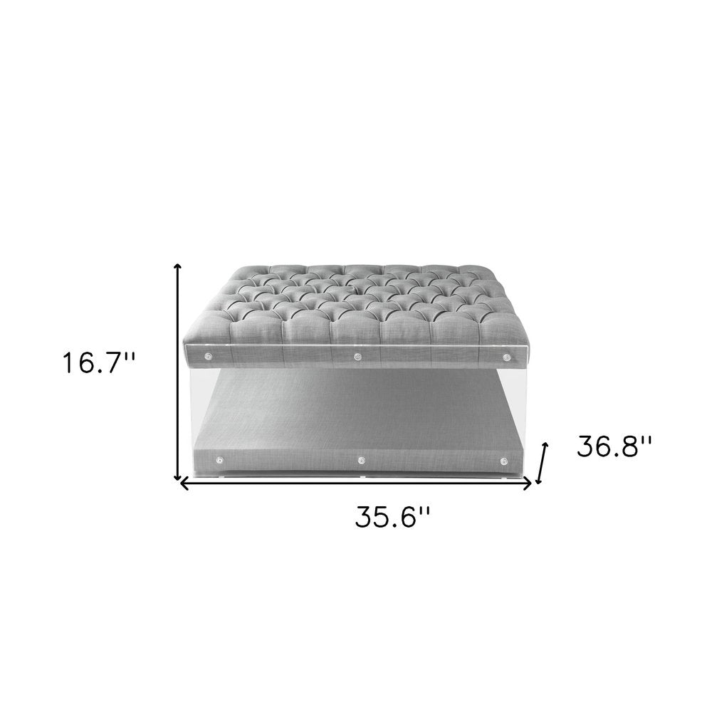 36" Gray Velvet Storage Ottoman HomeRoots