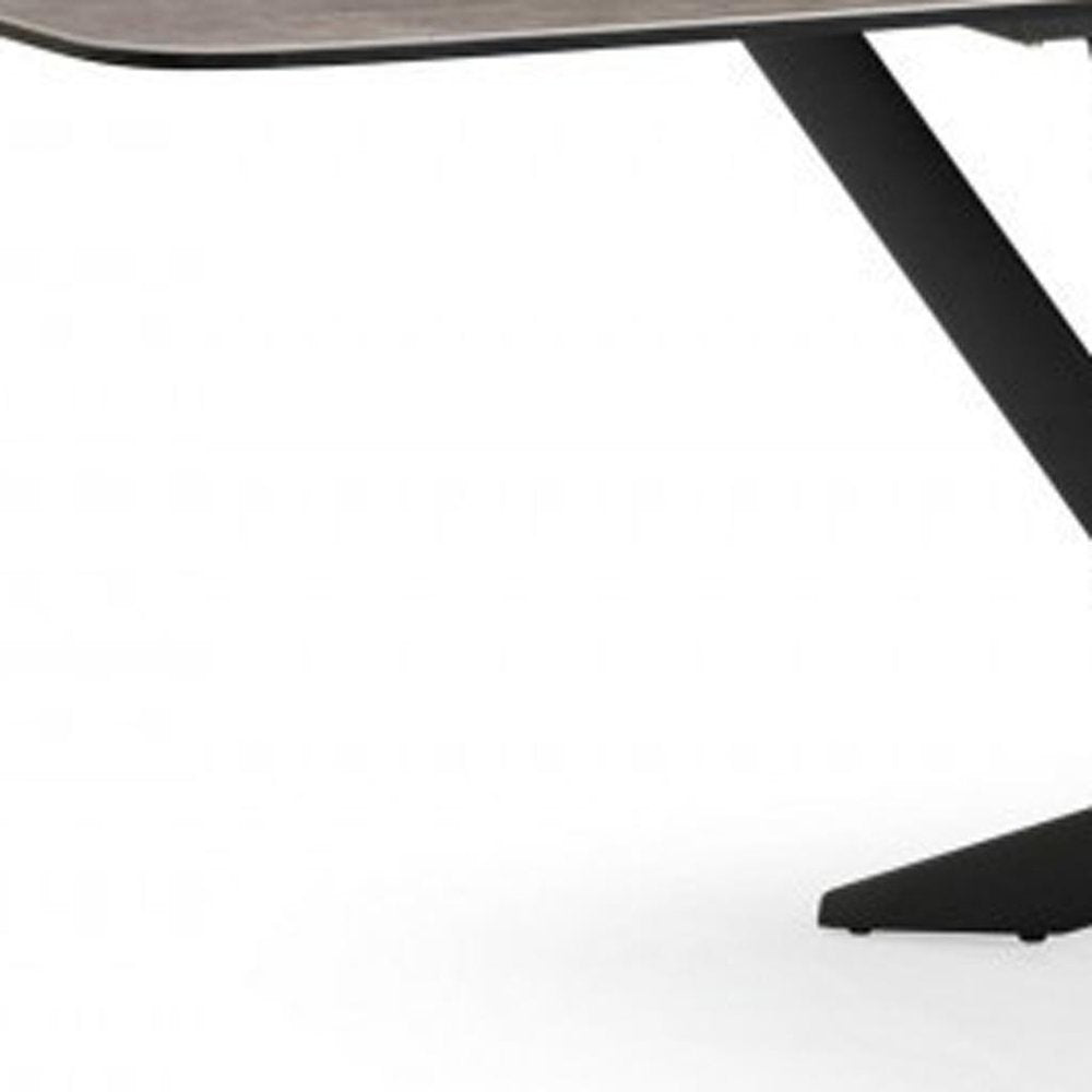 118" Gray And Black Ceramic And Metal Trestle Base Dining Table HomeRoots