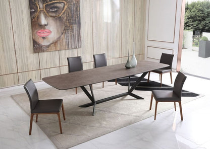 118" Gray And Black Ceramic And Metal Trestle Base Dining Table HomeRoots